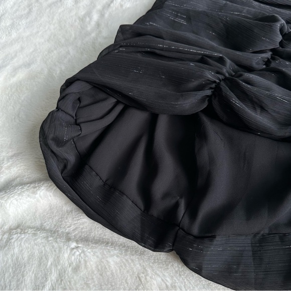 House of Harlow 1960 Black Ruched Long Sleeve Mini Dress S (4) - Picture 11 of 16